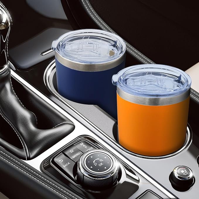 20oz Tumbler Bulk Stainless Steel Tumblers with Lid Vacuum Insulated Double Wall Travel Coffee Mug Powder Coated Tumbler Cup for Hot and Cold Drinks(Orange, 12 pack)