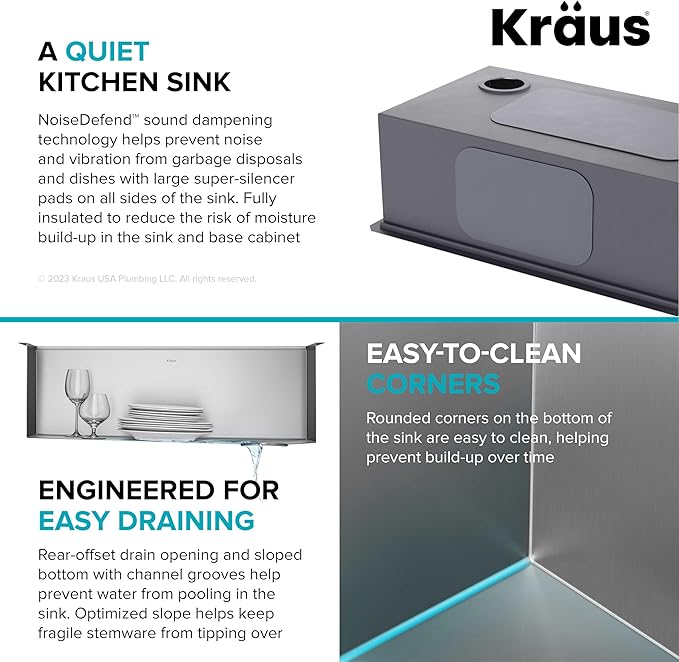 KRAUS Kore 27-Inch Undermount Workstation 16 Gauge Single Bowl Stainless Steel Kitchen Sink with Accessories, KWU110-27