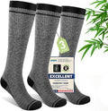 Mens Compression Socks for Men Women, 15-20 mmHg Bamboo Viscose Knee High Soft Support for Travel Daily