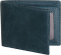 VISOUL Mens Bifold Leather RFID Blocking Wallet with 2 ID Windows, Soft Genuine Leather Card Holder Wallet with 2 Cash Compartments for Men (Dark Blue)