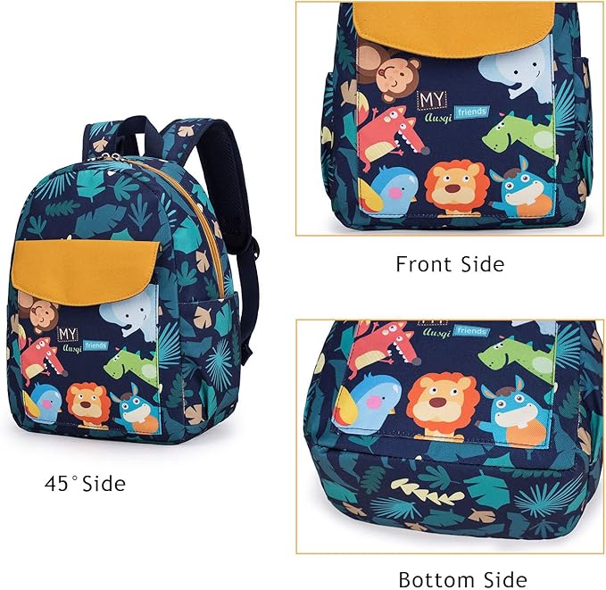 willikiva Cute Zoo Little 2d Backpack Kid Backpacks for Girls and Boys Toddler Backpack Waterproof Preschool Safety Harness Leash(Zoo)