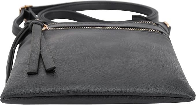 DELUXITY Crossbody Purse Bag Shoulder Bag Multi Pocket Zipper Purse | Black