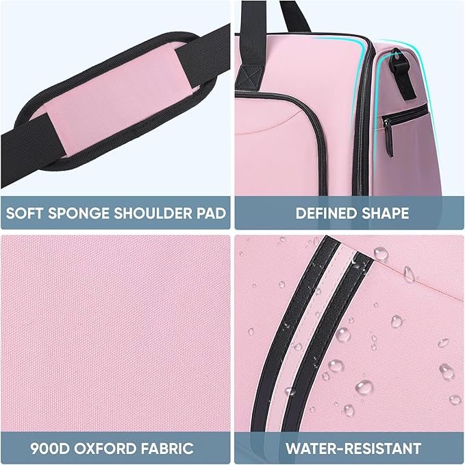 BALEINE Convertible Garment Bag with Shoe Compartment, 2 in 1 Carry on Garment Duffle Bags for Travel, Suit Bag for Men Women (Pink)