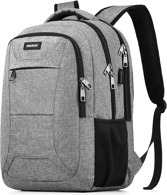 BIKROD Laptop Backpack for Men and Women, 17 Inch Large School Backpacks for Teens, Business Anti Theft Durable Travel Back Pack, Water Resistant Computer Bag with USB Charging Port, Grey