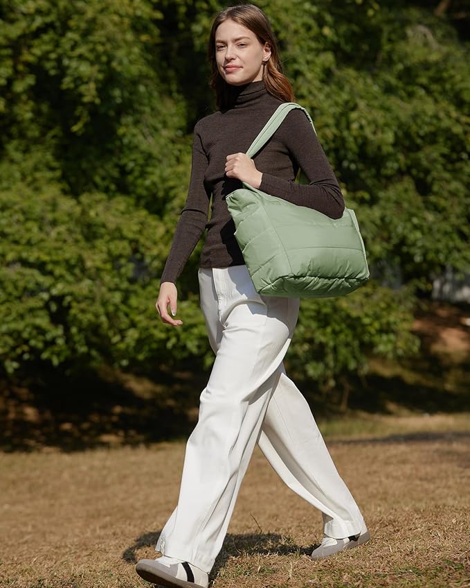 BAGSMART Tote Bag for Women, Lightweight Puffy Tote Bag with Compartments Shoulder Bag Handbag for Travel, Work, Gym,