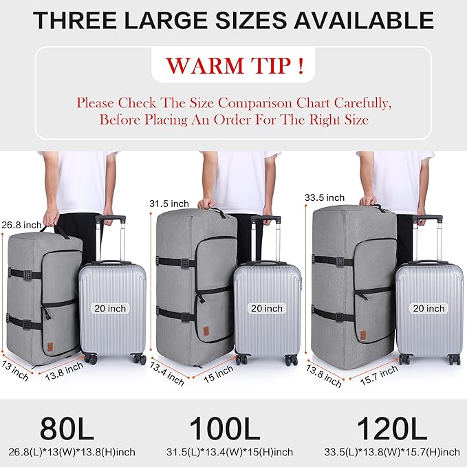 150L Duffle Bag for Travel, Extra Large Foldable Waterproof Travel Duffel Bags Weekender Overnight Bag for Men and Women with Shoe Compartment (Gray)