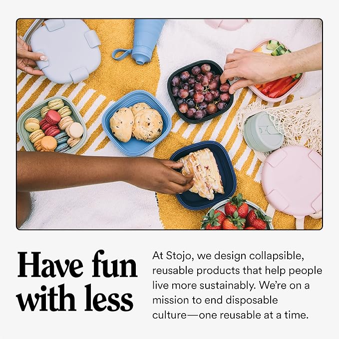 STOJO Collapsible Sandwich Box – 24oz, Reusable Food Storage Container, Silicone Bowl for Hot/Cold Food – Meal Prep, Lunch, Camping, Hiking – Dishwasher Safe (Set of 1, Eucalyptus)