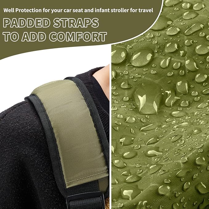 MOYAQI Stroller Travel Bag for Airplane, Gate Check Bag Backpack with Durable Nylon,Adjustable Carry Straps,Infant Carriers & Booster Seats (Olive Green)