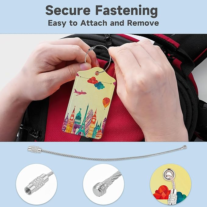 Travel Luggage Tags, 2 Pack Travel Cruise Tags for Suitcases, Cute Identifiers with Privacy Flap, Baggage Tags for Women Men Handbag