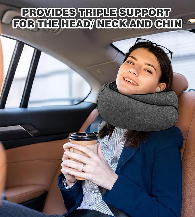 Airplane Travel Pillow, Memory Foam Travel Pillow, Suitable for Sleeping on Planes, in Offices and in Cars, a Must-Have for Long Flights, and a Necessity for Road Trips.