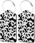 2Pcs Luggage Tag for Suitcase Panda Cartoon Cute Suitcase Tag with Privacy Flap & Name ID Label & Metal Loop,Travel Bag Luggage Tags for Women