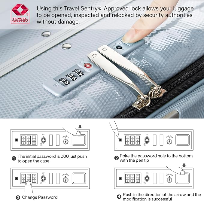 Hanke 26 Inch Large Checked Luggage PC Hard Shell Luggage Top Opening Travel Luggage Suitcases with Wheels for Woman Men.(Grey)