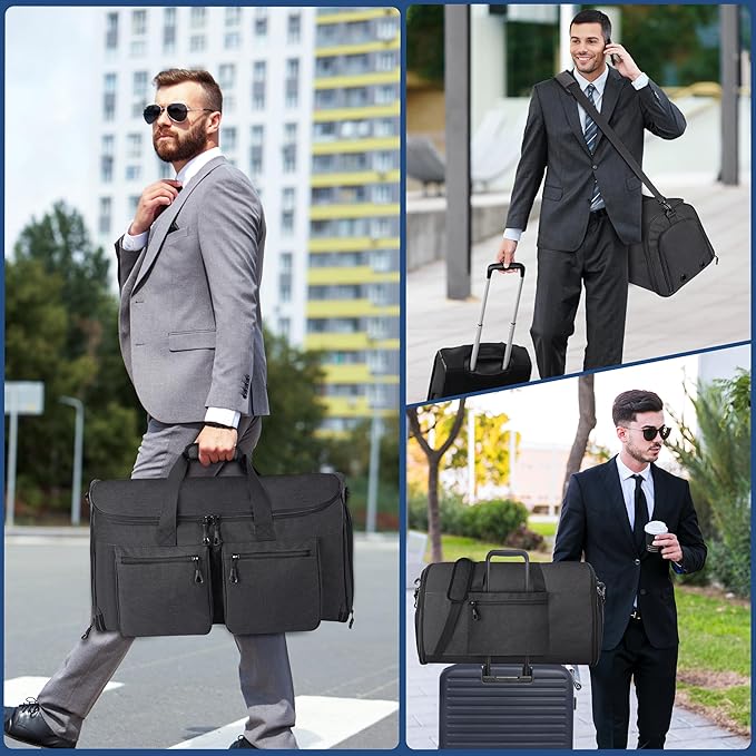 Convertible Duffle Bags for Travel Carry On Suit Duffle Bags with Shoulder Strap 2 in 1 Hanging Garment Duffle Bag for Men Women