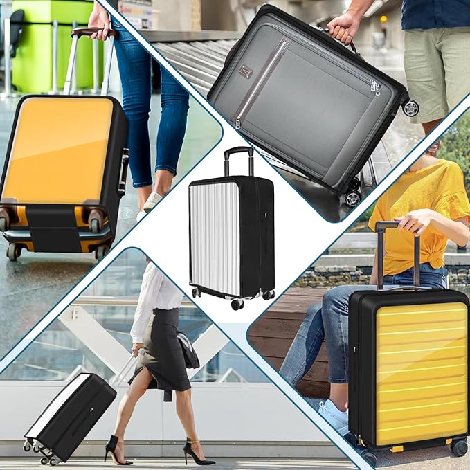 Yotako Upgraded Double Zippered Transparent PVC Suitcase Cover, No Disassembly Required Clear Luggage Protector for Suitcase Luggage Protector Cover 24''