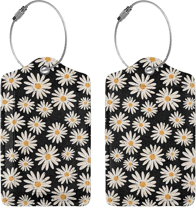 Set of 2 Luggage Tag for Suitcases Tie dye PU Leather Luggage Tag with Full Back Privacy Name ID Card Fun Laggage Tags