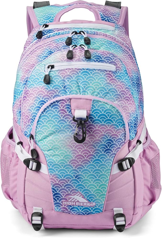 High Sierra Loop Backpack, Travel, or Work Bookbag with tablet sleeve, One Size, Rainbow Scales