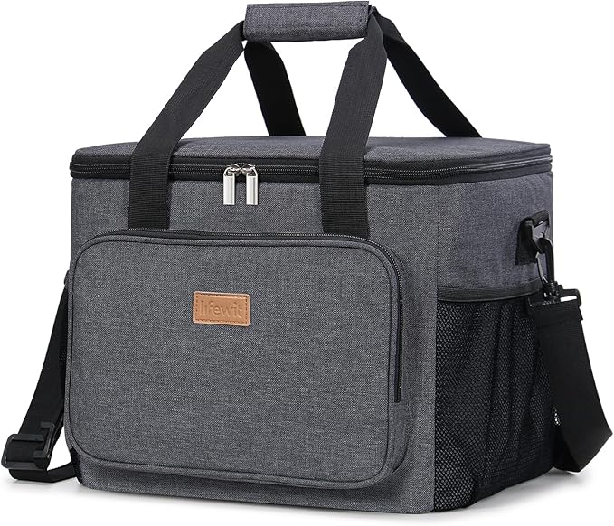 Lifewit Large Lunch Bag Insulated Lunch Box Soft Cooler Cooling Tote for Adult Men Women, Dark Gray 40-Can (24L)