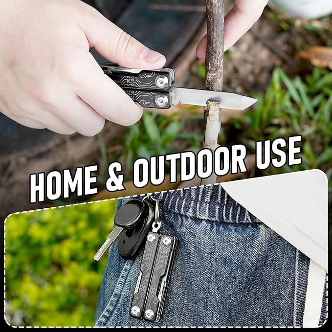 BIBURY Mini Keychain Multitool Scissors B12062B, 9 in 1 Multitool EDC Scissors with Screwdriver, Bottle Opener, Pocket Knife, Spring -Mini Multi Tool for Outdoor, Daily Use, Gifts for Men and Women
