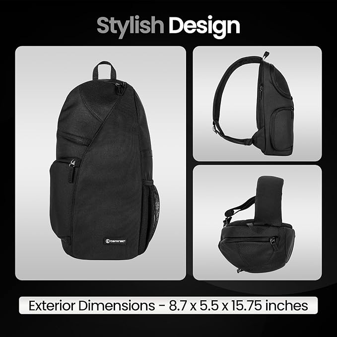 Tamrac Jazz 76 v2.0 Camera Sling Bag, Photography Backpack, Camera Case for Photography Accessories, Compact Camera Shoulder Bag for DSLR and Mirrorless Cameras, Crossbody Camera Bag – Black