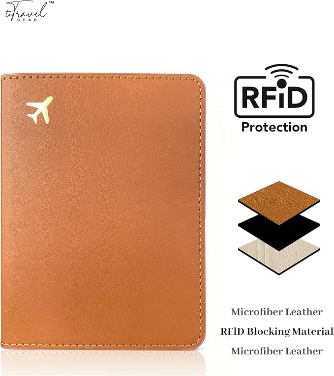 Passport Holder for Travel Essentials,RFID Blocking Passport Cover Case for Travel Accessories,Travel Wallet for Women Men (Dark Brown)