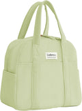 Insulated Lunch Bag for Women, 6-Hour Cold Retention Cooler Tote with Sturdy Handle, 15-Can Spacious Capacity, Leakproof Corduroy Fabric & Aluminum Foil Lining, (Green)