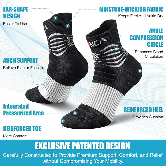 NEENCA Professional Compression Socks, Medical Athletic Ankle Socks for Injury Recovery & Pain Relief, Sports Protection, Circulation —1 Pair, 20-30 mmhg