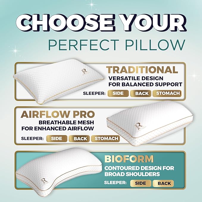 Royal Therapy King Size Pillows - Shredded Memory Foam Pillows for All Sleep Positions - Medium Firm Pillow with Adjustable, Bamboo Rayon Cover, CertiPUR-US, Oeko-TEX Certified