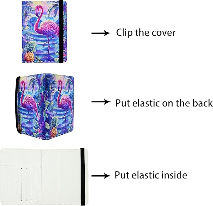 Passport Holder for Women and Men PU Leather Passport Cover for Travel (Flamingo)