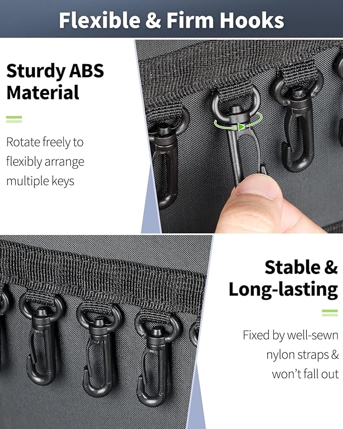 Uniclife Zippered Key Case Organizer Waterproof and Fireproof Key Binder with 24 Hooks and Tags Portable Key Storage Book for Offices Real Estate Agencies Hotels and Rental Management