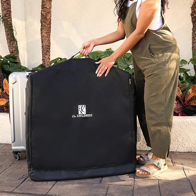 J.L. Childress Universal Stroller Travel Bag for Airplane - Fits Most Baby Strollers, Flying Essentials, Airport Accessories for Gate or Luggage Check, ID Card, AirTag Compatible - Medium, Padded