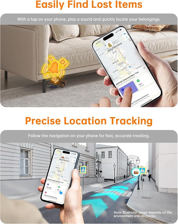 NOVOO Air Locator Tag (iOS Only) Wallet Tracker Card with Apple Find My, Smart Card Bluetooth Tracker, 6 Years Battery, IP68 Waterproof, Keys Finder and Item Locator for Keys, Bags, Passport (BL)