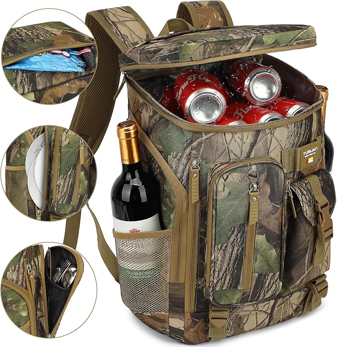 TUGUAN Cooler Backpack 36 Cans Insulated Leak Proof Lightweight Lunch Backpack for Men Work Portable Travel Thermal Bag Compartment Camping Hiking Beach Pincnic Cooler for Women