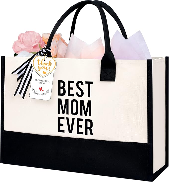 BAGAIL Initial Tote Bag, Personalized Birthday Gifts for Women, Teacher, Friends, Mom, Wedding, Monogrammed Beach Bag