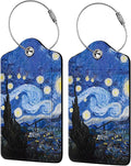 Abstract Starry Night 2 Pcs Luggage Tags,Privacy Cover ID Label with Stainless Steel Loop and Address Card for Travel Bag Suitcase