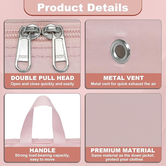 Extra Large Compression Packing Cubes for Travel Essentials, 2 Pack Expandable Travel Cubes for Packing Bags Suitcase Organizer, Pink