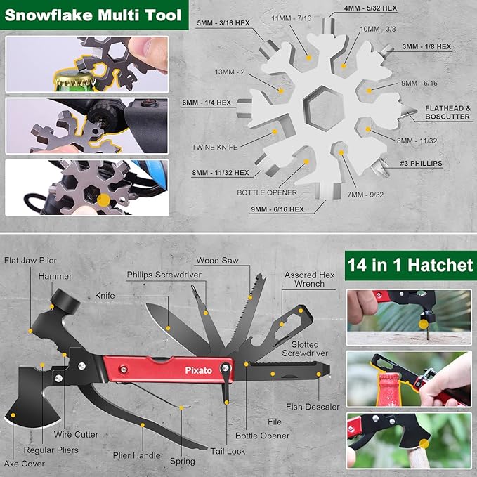 Gifts for Men Dad Fathers Day, 34 in 1 Survival Gear and Equipment, Emergency Survival Kit Camping Accessories, Christmas Birthday Gifts Ideas for Camping Fishing Hunting Hiking (Black)