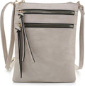 DELUXITY | Crossbody Purse Bag | Functional Multi Pocket Double Zipper Purse | Adjustable Strap | Medium Size Purse | Grey