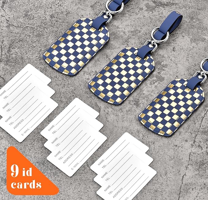 Luggage Tags for Suitcases Travel Accessories: Leather Luggage Tag 3 Pack TSA Approved, Airplane Travel Essentials for Men, Bag Tags for Luggage Long Flight Must Haves Travels Gifts Airport Essentials