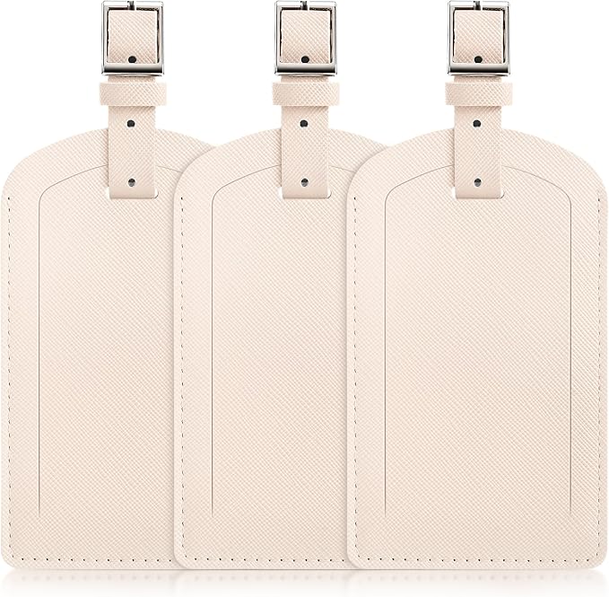 3 Pack Luggage Tags for Suitcases, TSA Approved Bag Tags, Baggage Tags with Privacy Protection, Travel Essentials Luggage Accessories, Ivory
