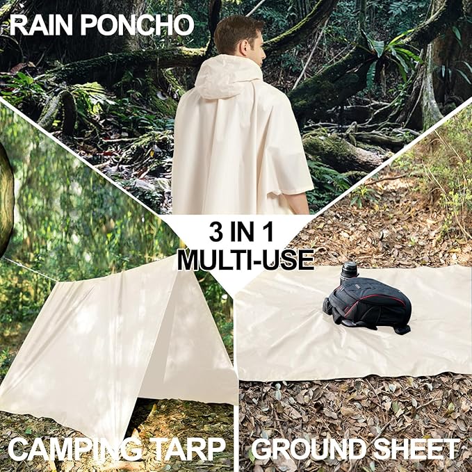 salamra Hooded Rain Poncho Waterproof Raincoat Jacket for Men/Women/Adults with Pocket