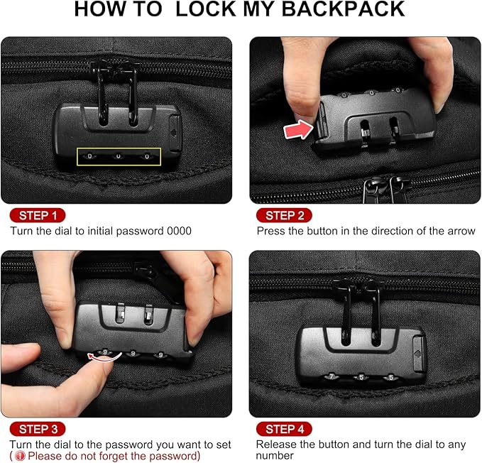 LOVEVOOK Travel Laptop Backpack Waterproof Anti Theft with Lock and USB Charging Port Large Computer Business Backpack for Men Women College (15.6 inch, Black)