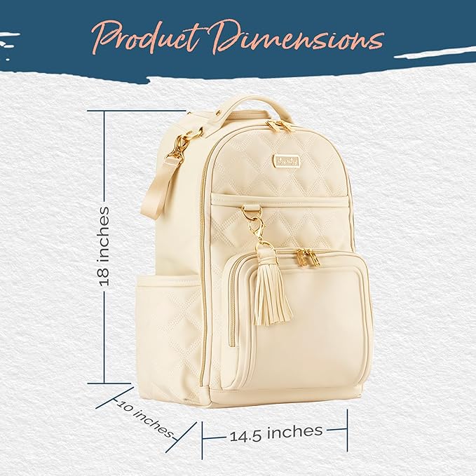 Itzy Ritzy Diaper Bag Backpack – Large Capacity Boss Plus Baby Backpack Diaper Bag Featuring 19 Pockets, Changing Pad, Stroller Clips, and Comfortable Straps (Milk & Honey)