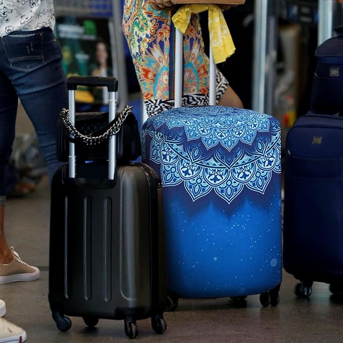 Explore Land Travel Luggage Cover Suitcase Protector Fits 18-22 Inch Case (Blue Violets, S)