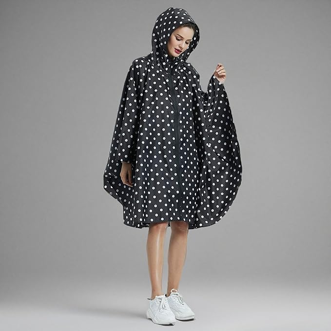 Rain Poncho Jacket Coat Hooded Zipper Style for Women/Men/Adult with Pocket
