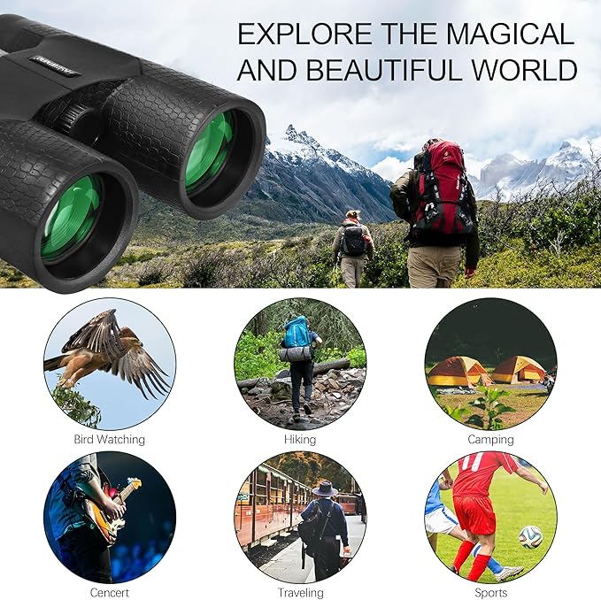 Astromania 10x42 Compact Binoculars -BK7 Prism -Gifts for Traveling, Wildlife, Concerts and Theater, Bird Watching, Camping and Sport Games