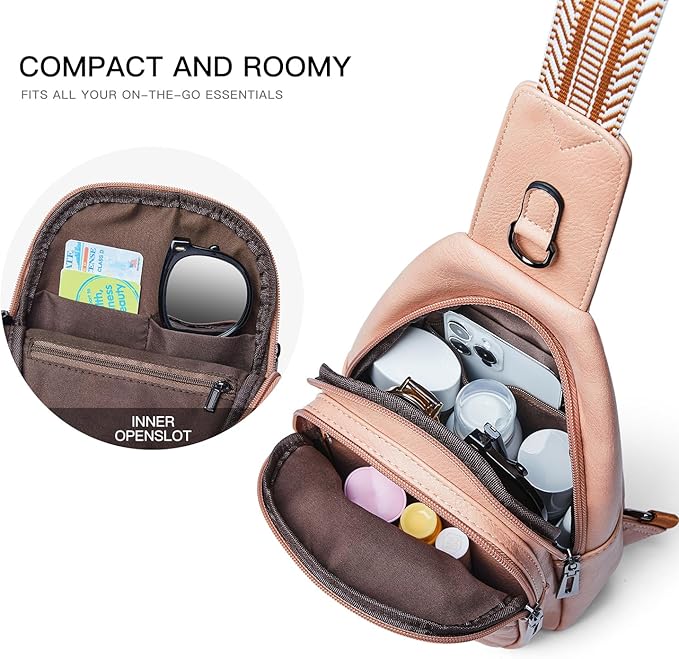 Sling Bag For Women Fanny Pack Crossbody Travel Shoulder Belt Bags Tote Backpack Purse Faux Leather