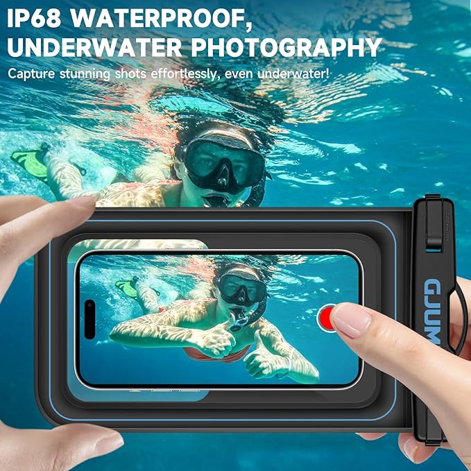 2 Pack Floating Waterproof Phone Pouch, Up to 8.3" IP68 Cellphone Dry Bag Compatible for iPhone 16 15 14 13 Pro Max Samsung Galaxy, Essential for Beach Cruise Ship (Blue*2)
