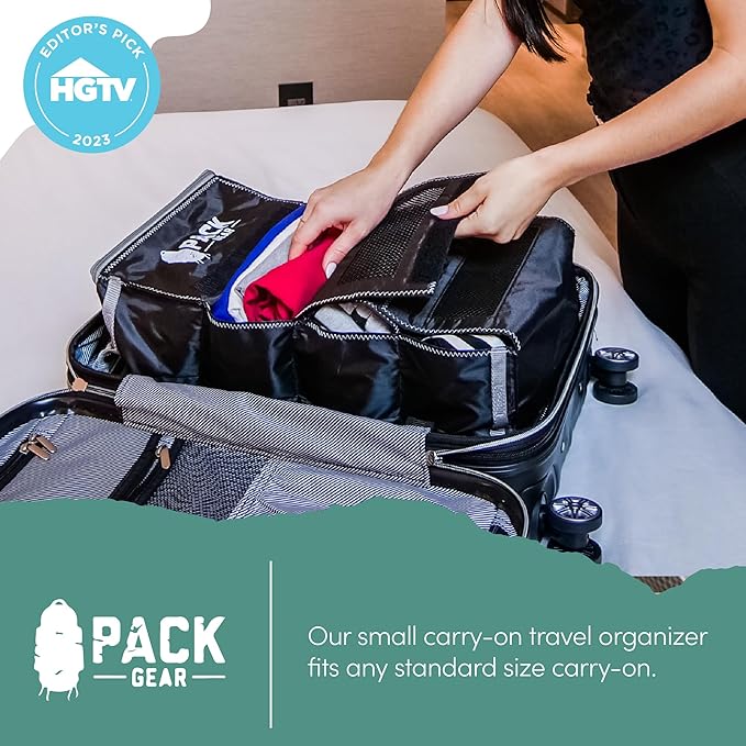 Pack Gear Hanging Luggage Organizer - Our Carry On Closet Insert Fits Any Carry-On - Our Hanging Luggage Organizer Uses Velcro to Allow Instant Access to your Clothes (Mesh Black, Carry-On Size)