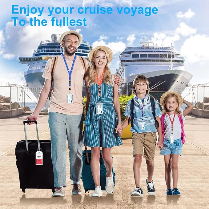 Cruise Ship Essentials, 8 Cruise Luggage Tag Holder, 4 Retractable Lanyards for Cruise Ship Cards, Cruise Essentials 2025 Works with All Cruise Lines