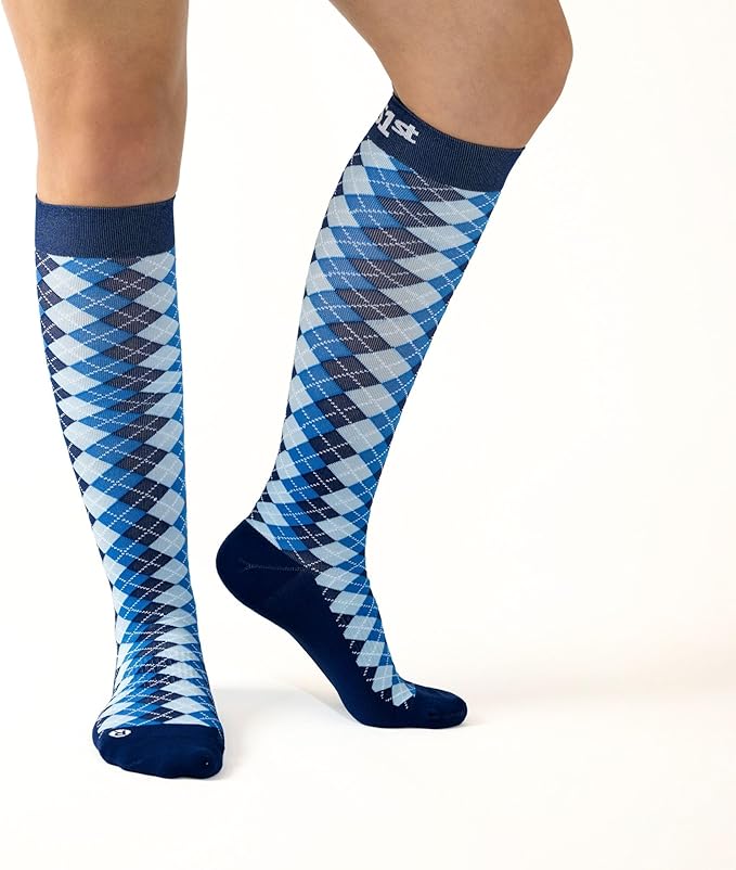 Medical Grade Compression Socks for Men & Women 15-20 mmHg by OrthoSleeve (Blue Argyle, Large)
